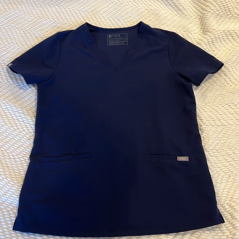 Figs Casma Scrub Top (Navy) - S